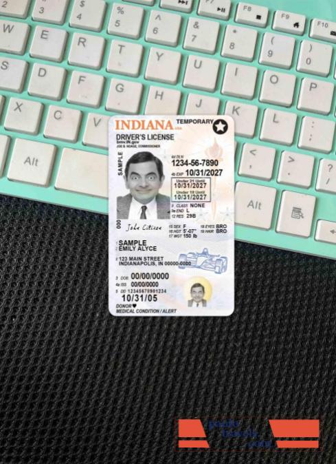 USA Indiana driving license under 21 photolook FRONT PSD template